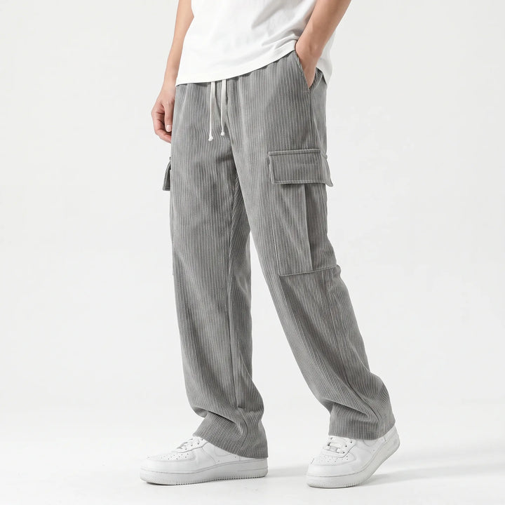 Heren broek | Ribstof broek met rechte pijpen