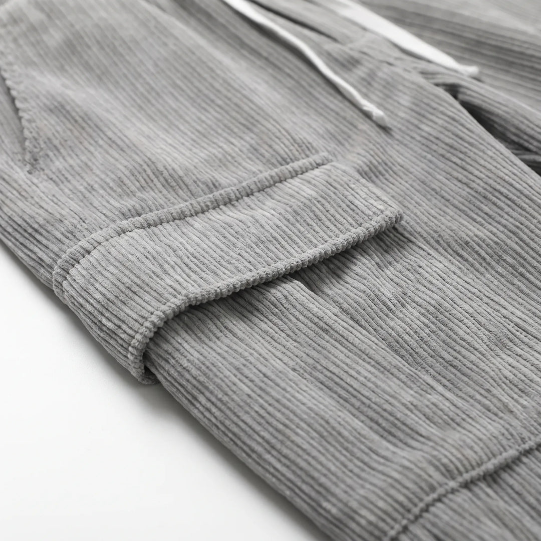 Heren broek | Ribstof broek met rechte pijpen