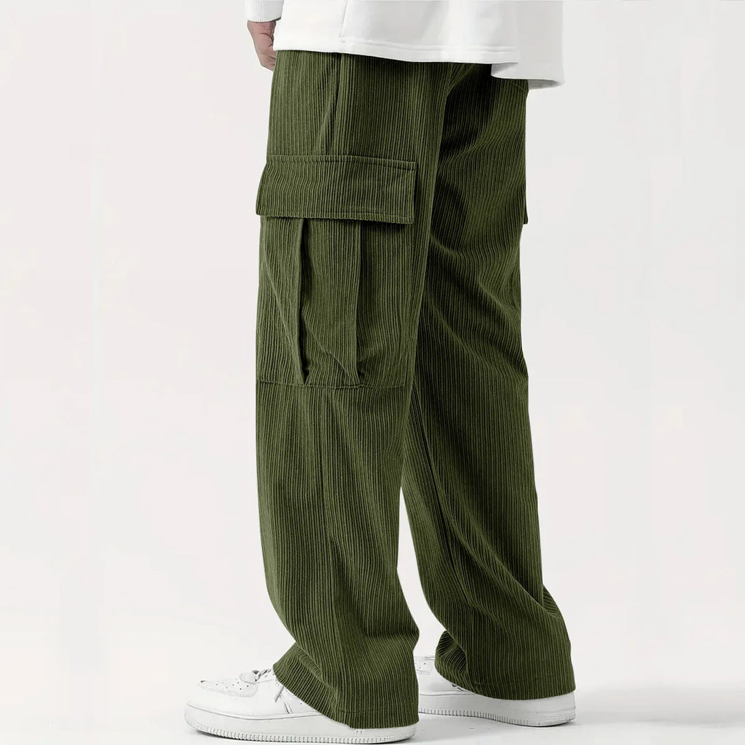 Heren broek | Ribstof broek met rechte pijpen