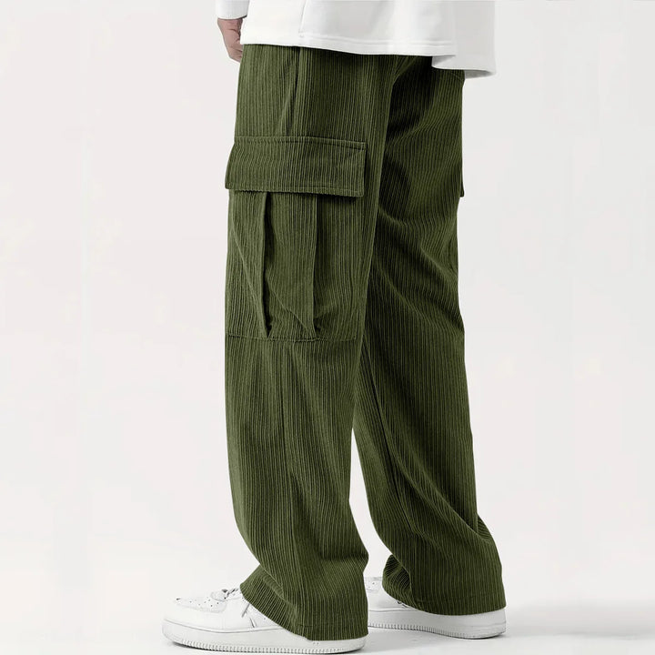 Heren broek | Ribstof broek met rechte pijpen