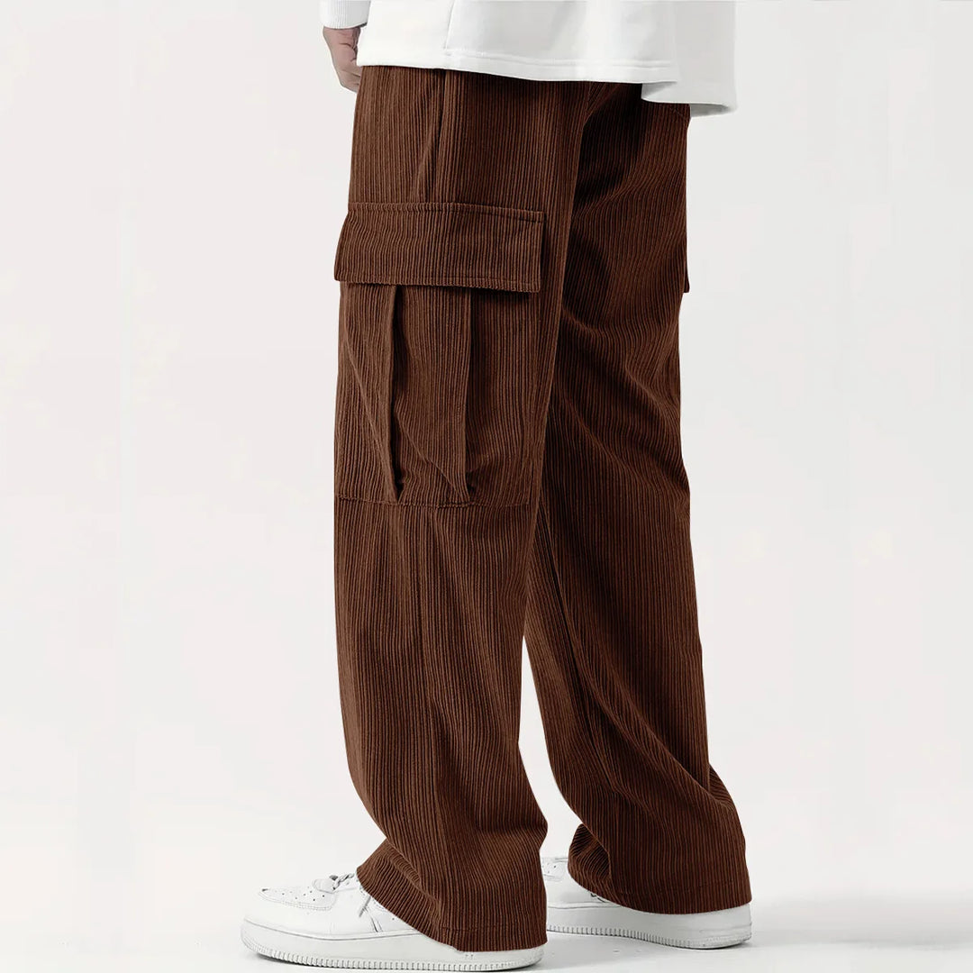 Heren broek | Ribstof broek met rechte pijpen