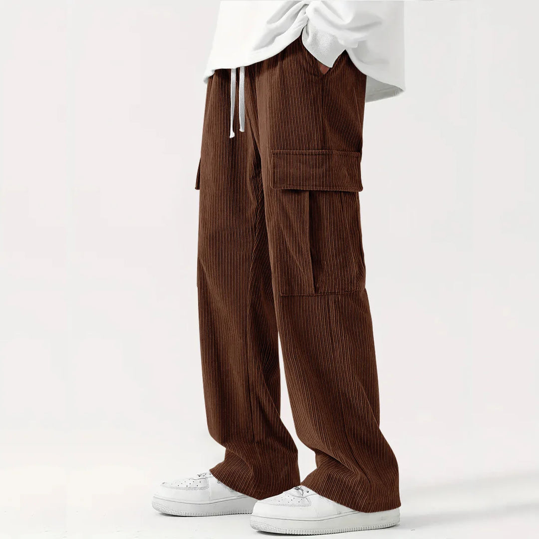 Heren broek | Ribstof broek met rechte pijpen