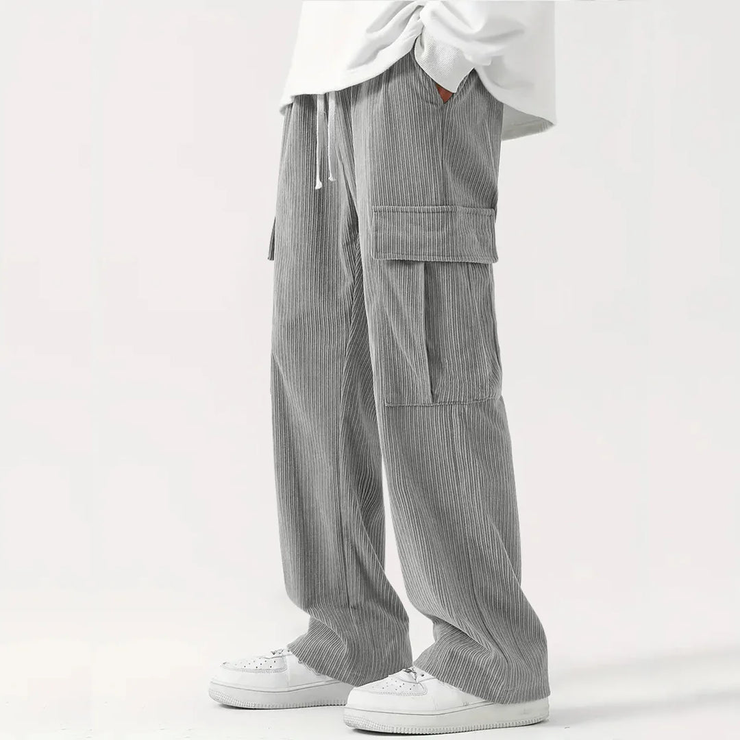 Heren broek | Ribstof broek met rechte pijpen