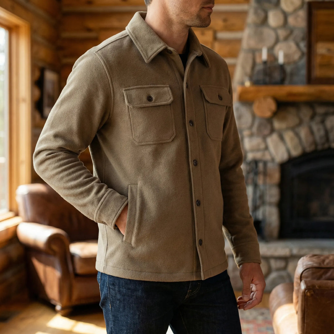 Heren overshirt | Lichte tussenjas met knopen en borstzakken