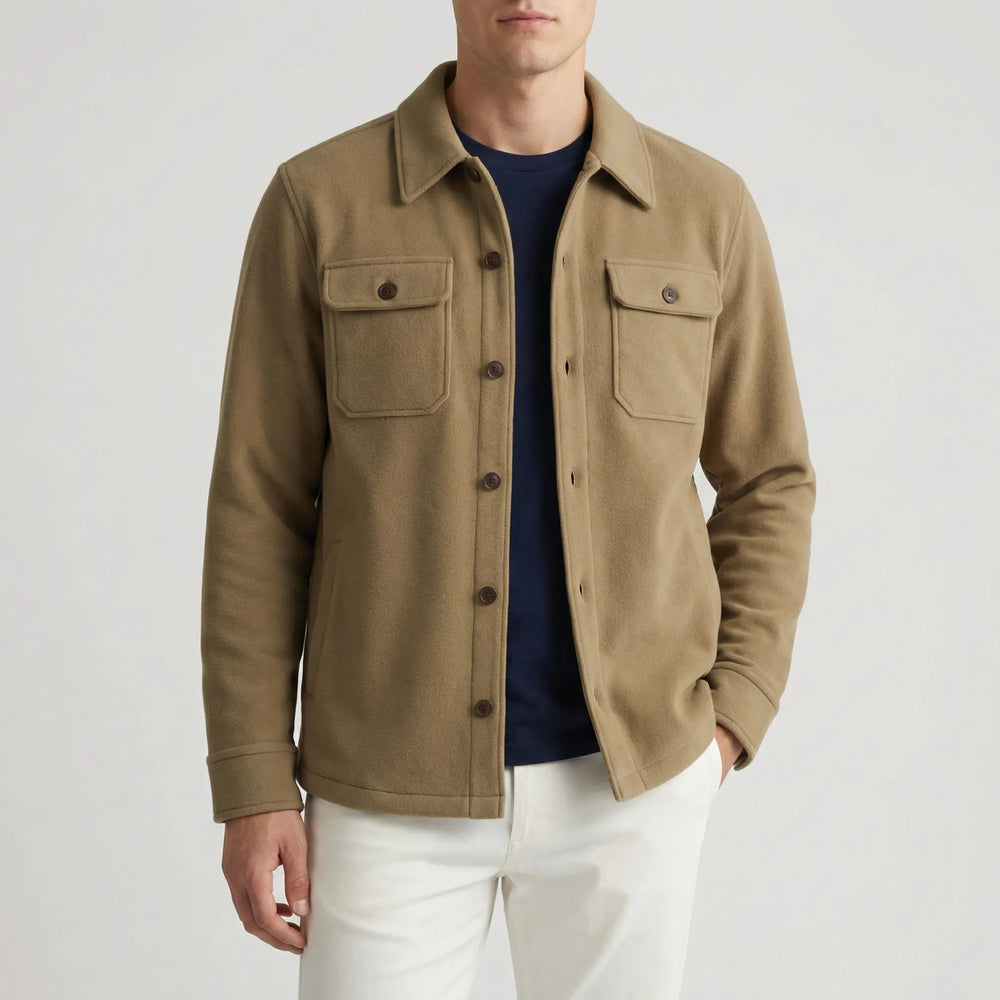Heren overshirt | Lichte tussenjas met knopen en borstzakken