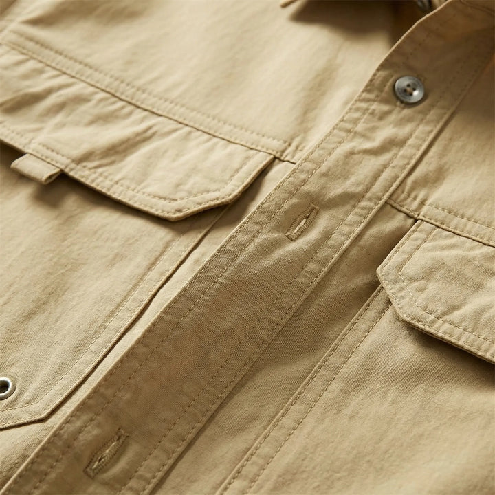Heren overshirt | Lichte tussenjas met knopen en borstzakken