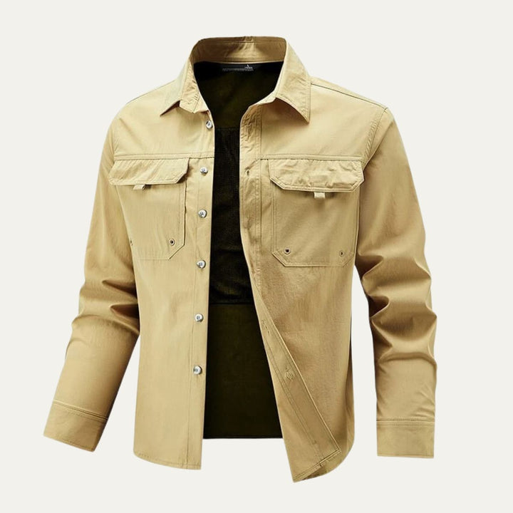 Heren overshirt | Lichte tussenjas met knopen en borstzakken