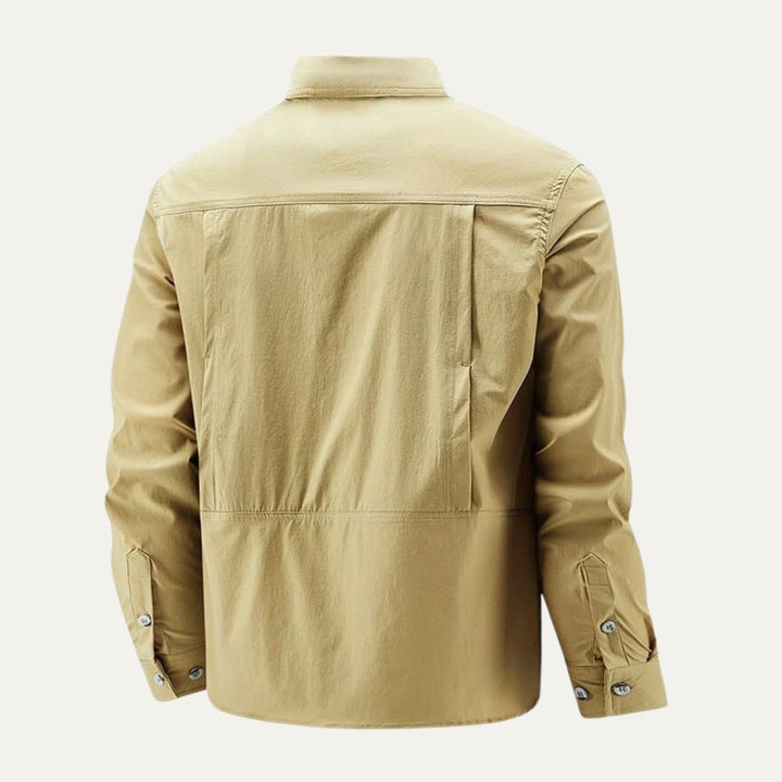 Heren overshirt | Lichte tussenjas met knopen en borstzakken