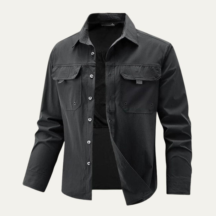 Heren overshirt | Lichte tussenjas met knopen en borstzakken