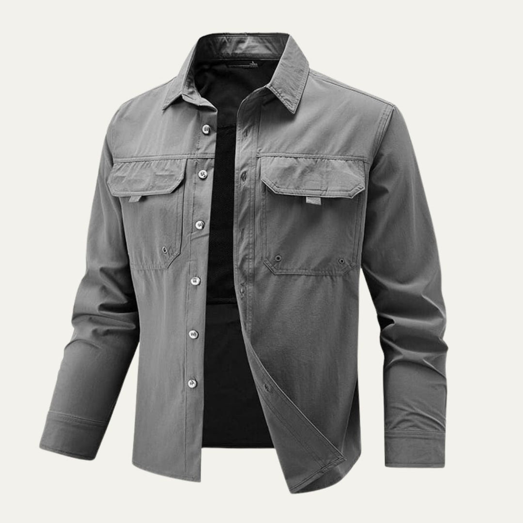 Heren overshirt | Lichte tussenjas met knopen en borstzakken
