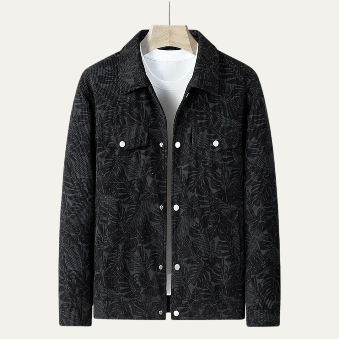 Heren overshirt | Lichte tussenjas met print en borstzakken