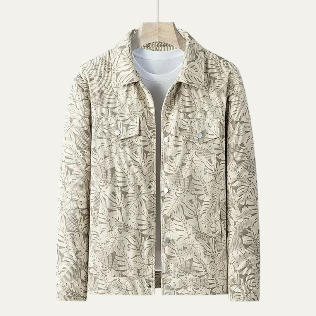 Heren overshirt | Lichte tussenjas met print en borstzakken