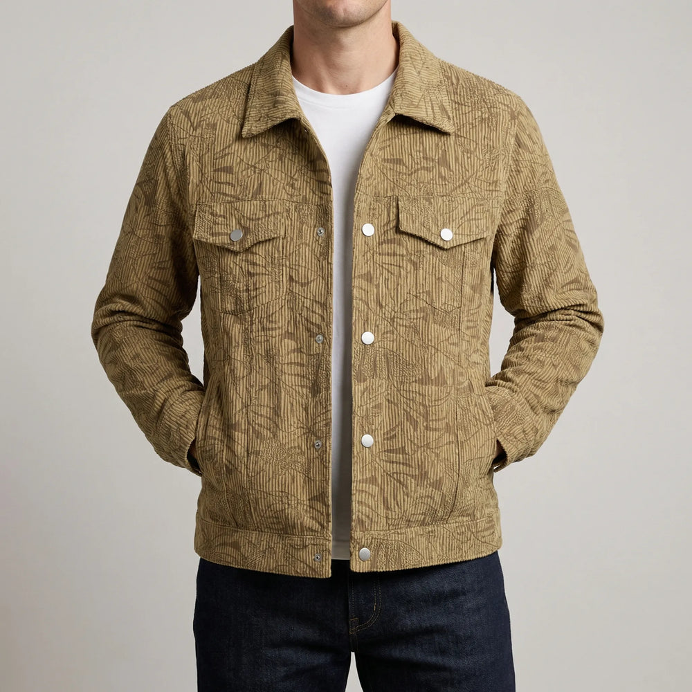 Heren overshirt | Lichte tussenjas met print en borstzakken