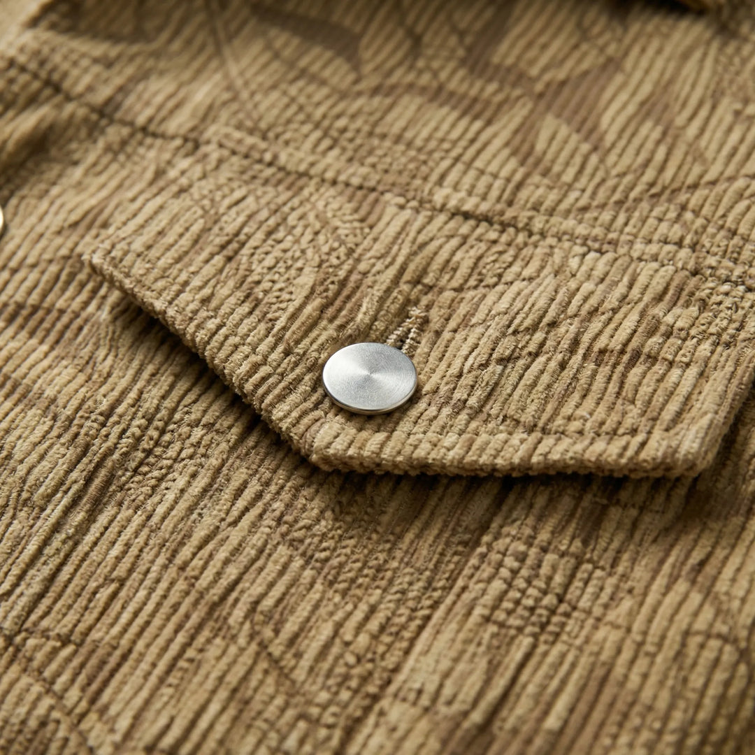 Heren overshirt | Lichte tussenjas met print en borstzakken