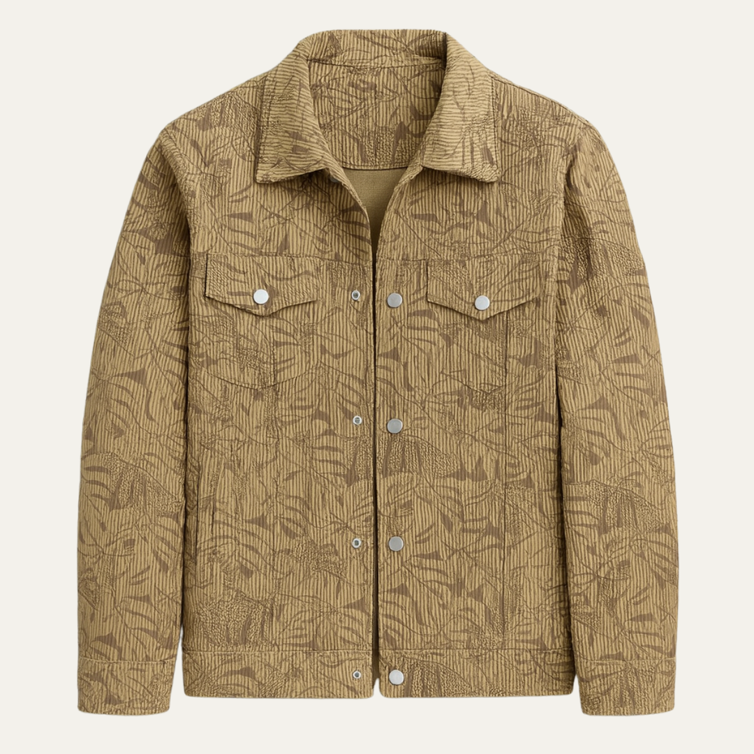 Heren overshirt | Lichte tussenjas met print en borstzakken