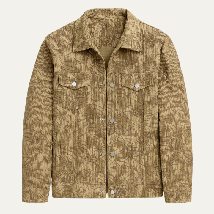 Heren overshirt | Lichte tussenjas met print en borstzakken
