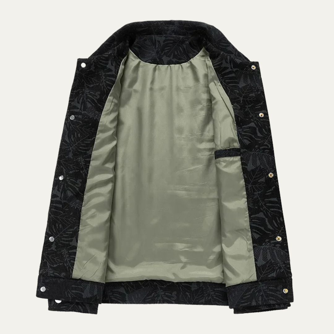 Heren overshirt | Lichte tussenjas met print en borstzakken