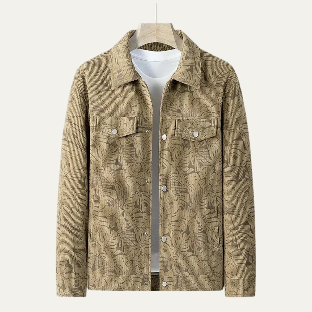 Heren overshirt | Lichte tussenjas met print en borstzakken