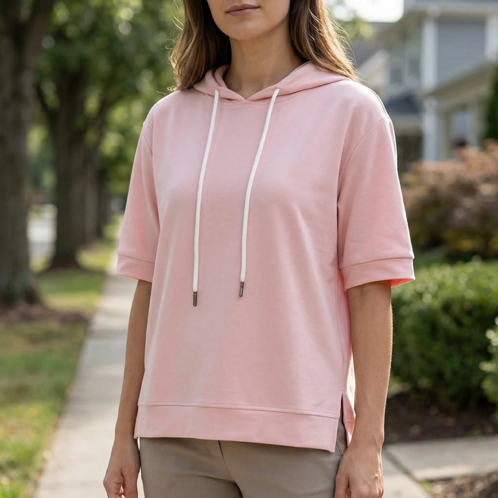 Hoodie dames | Korte mouw pullover met capuchon