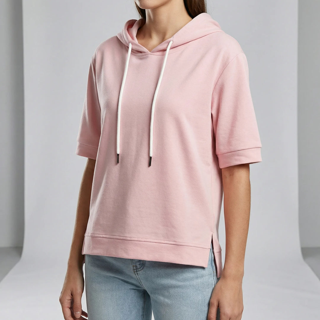 Hoodie dames | Korte mouw pullover met capuchon
