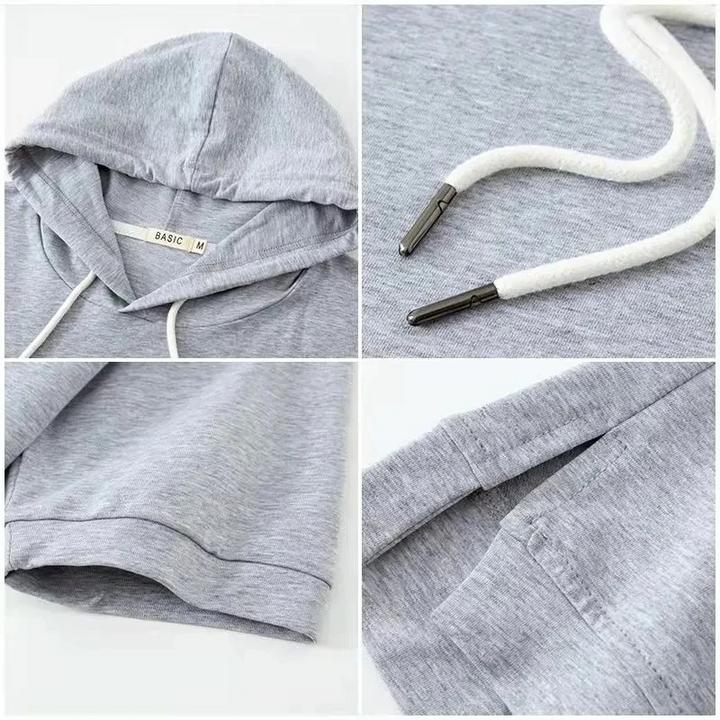 Hoodie dames | Korte mouw pullover met capuchon