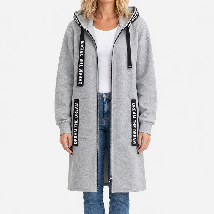 Hoodie dames | Lang oversized model met rits en capuchon