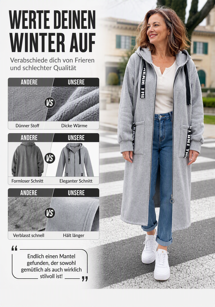 Hoodie dames | Lang oversized model met rits en capuchon