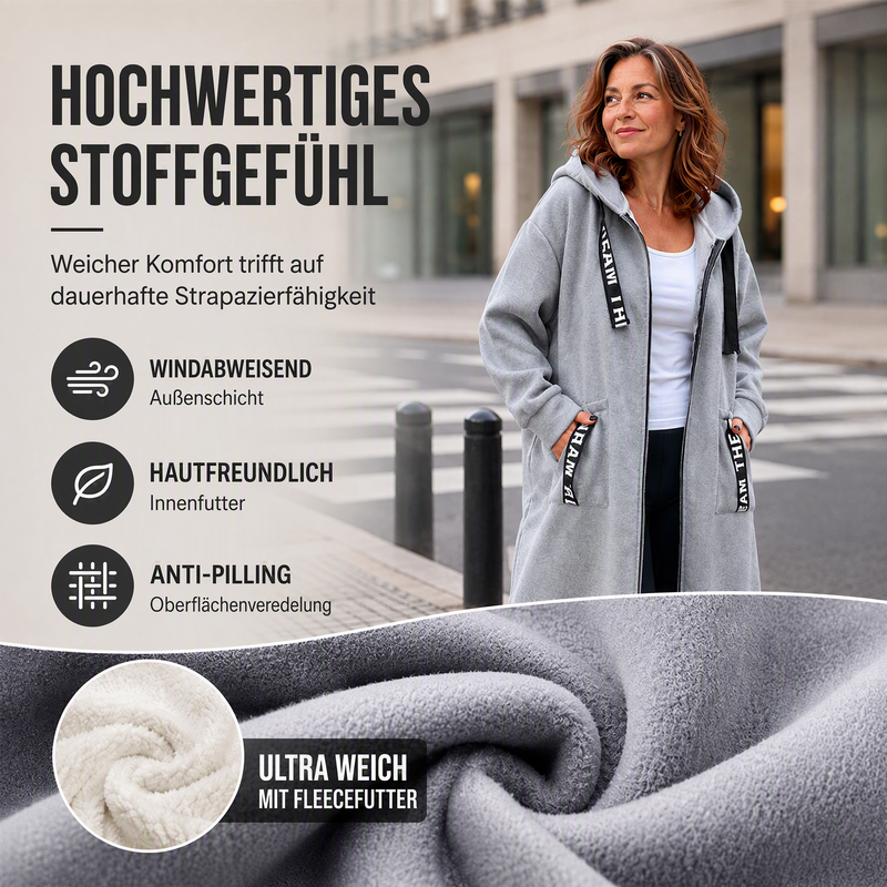 Hoodie dames | Lang oversized model met rits en capuchon