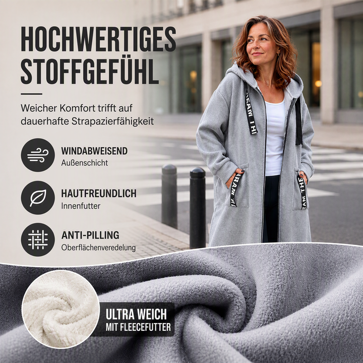 Hoodie dames | Lang oversized model met rits en capuchon