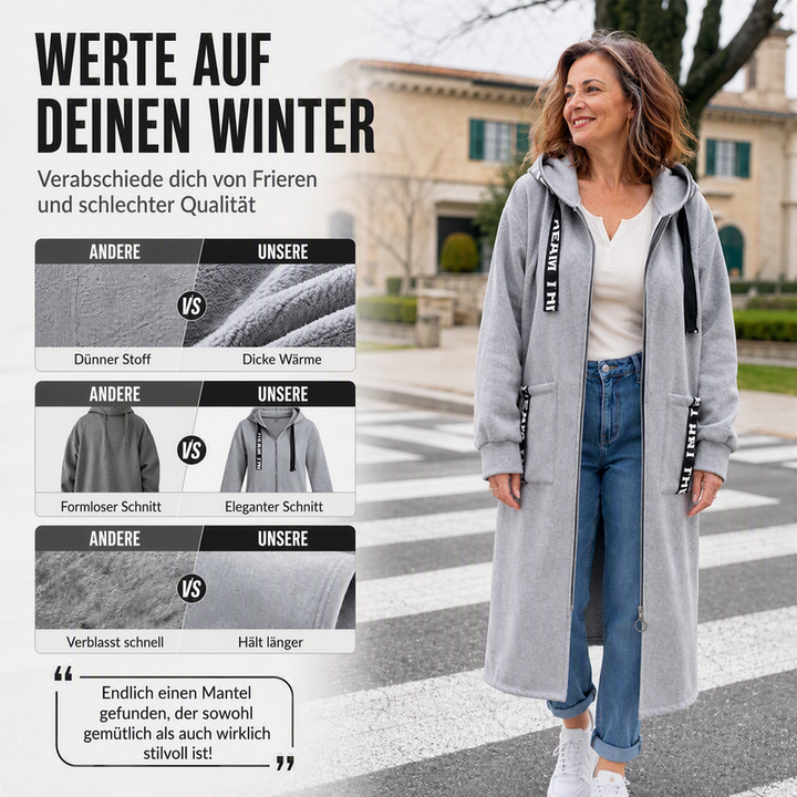 Hoodie dames | Lang oversized model met rits en capuchon