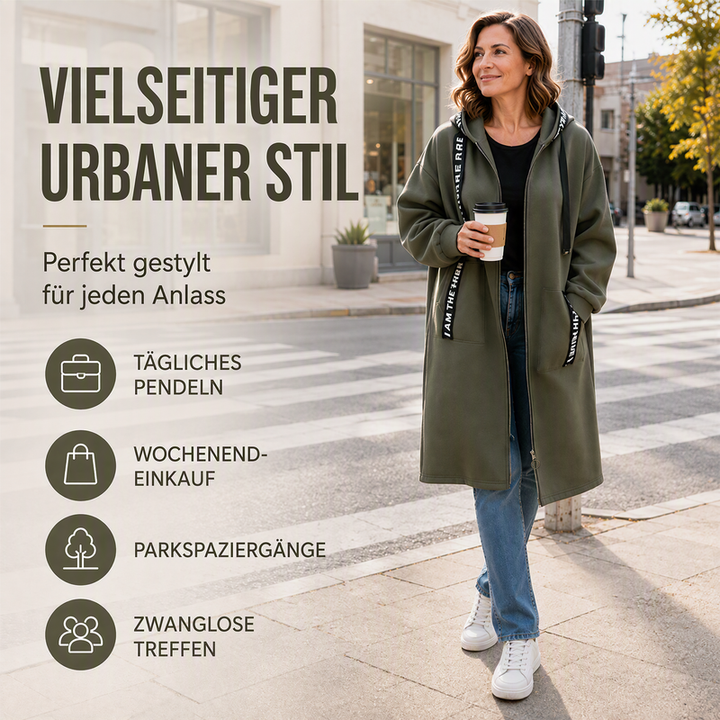 Hoodie dames | Lang oversized model met rits en capuchon