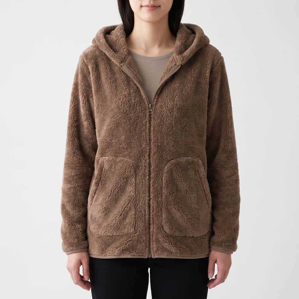 Hoodie dames | Teddy fleece vest met rits en capuchon