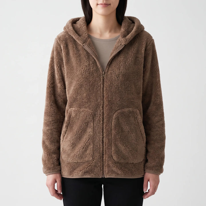 Hoodie dames | Teddy fleece vest met rits en capuchon