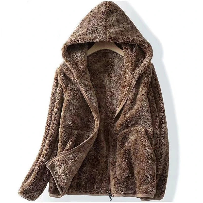 Hoodie dames | Teddy fleece vest met rits en capuchon