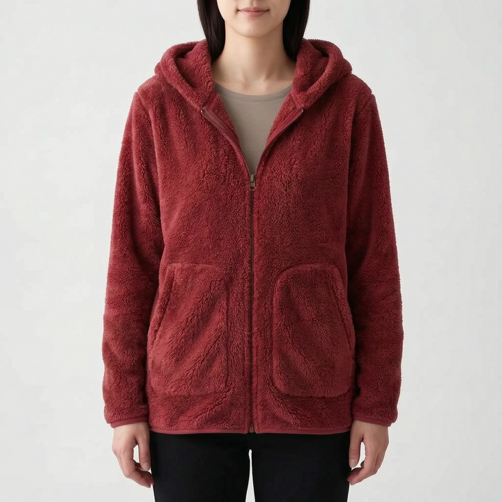 Hoodie dames | Teddy fleece vest met rits en capuchon