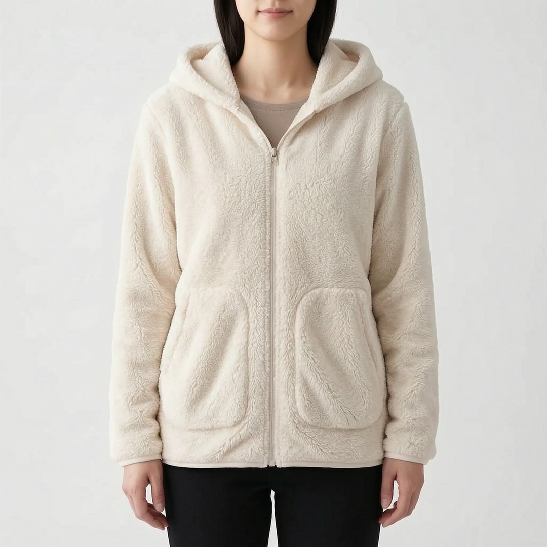 Hoodie dames | Teddy fleece vest met rits en capuchon