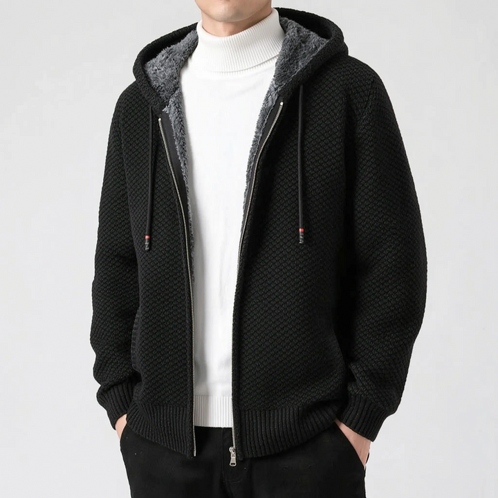 Hoodie heren | Gebreid vest met capuchon en fleece voering