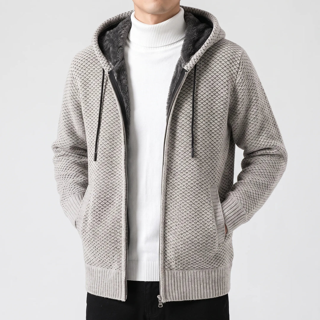Hoodie heren | Gebreid vest met capuchon en fleece voering