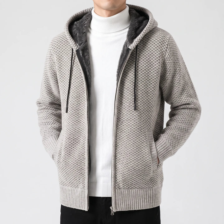 Hoodie heren | Gebreid vest met capuchon en fleece voering
