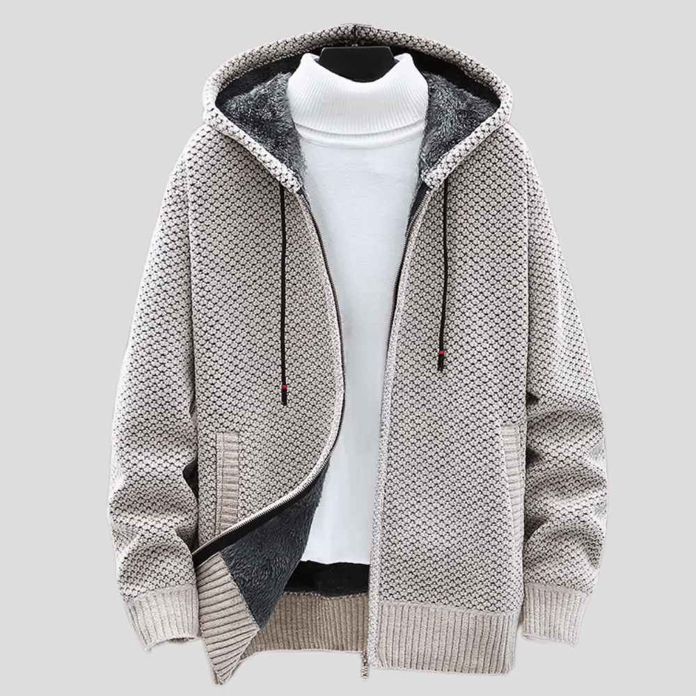 Hoodie heren | Gebreid vest met capuchon en fleece voering