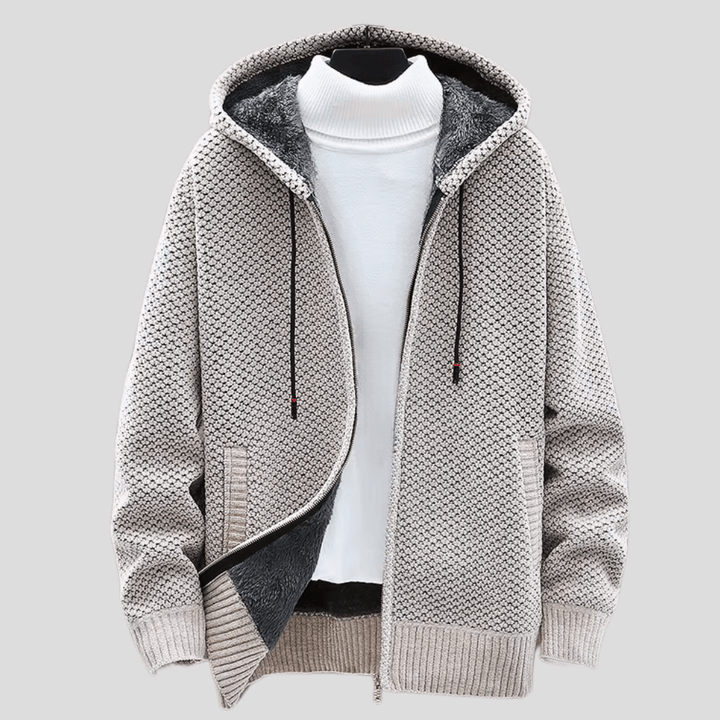 Hoodie heren | Gebreid vest met capuchon en fleece voering