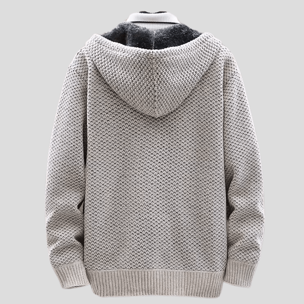 Hoodie heren | Gebreid vest met capuchon en fleece voering