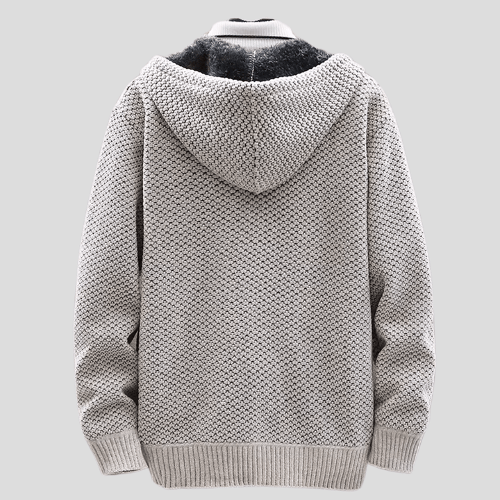 Hoodie heren | Gebreid vest met capuchon en fleece voering
