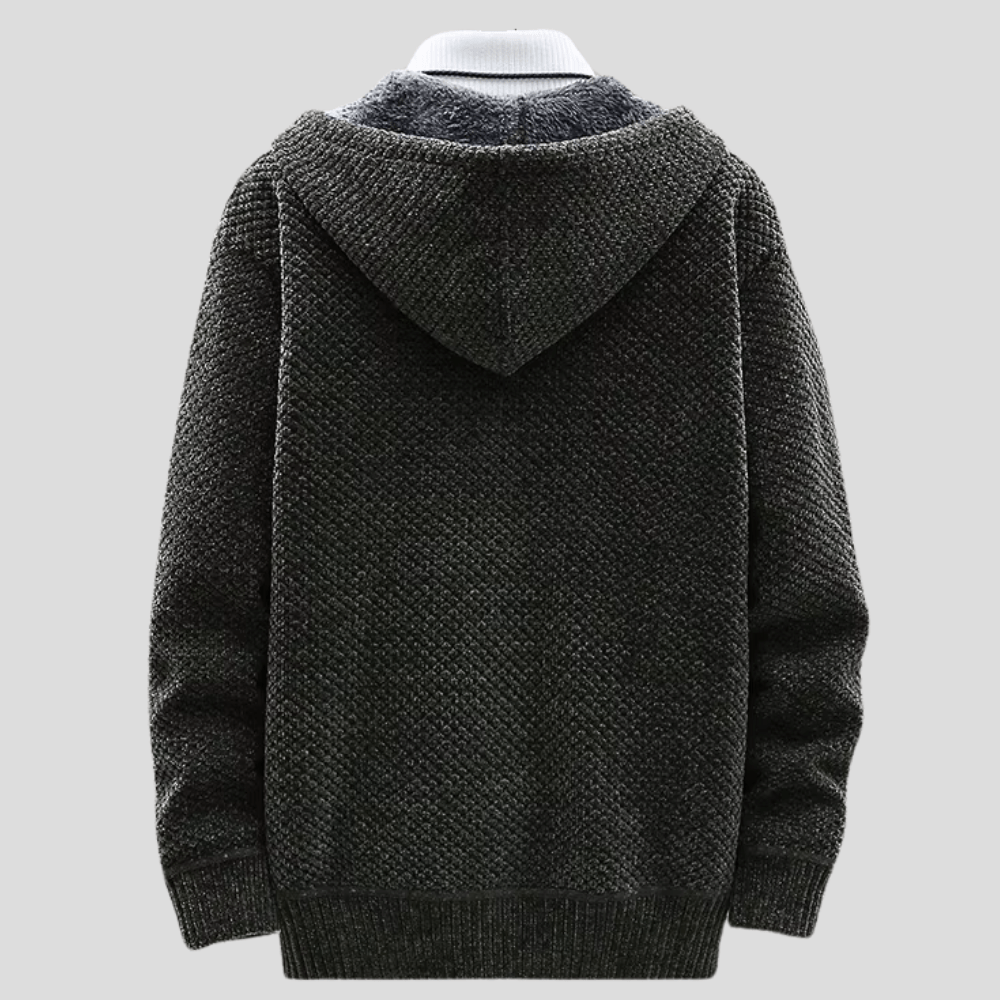 Hoodie heren | Gebreid vest met capuchon en fleece voering