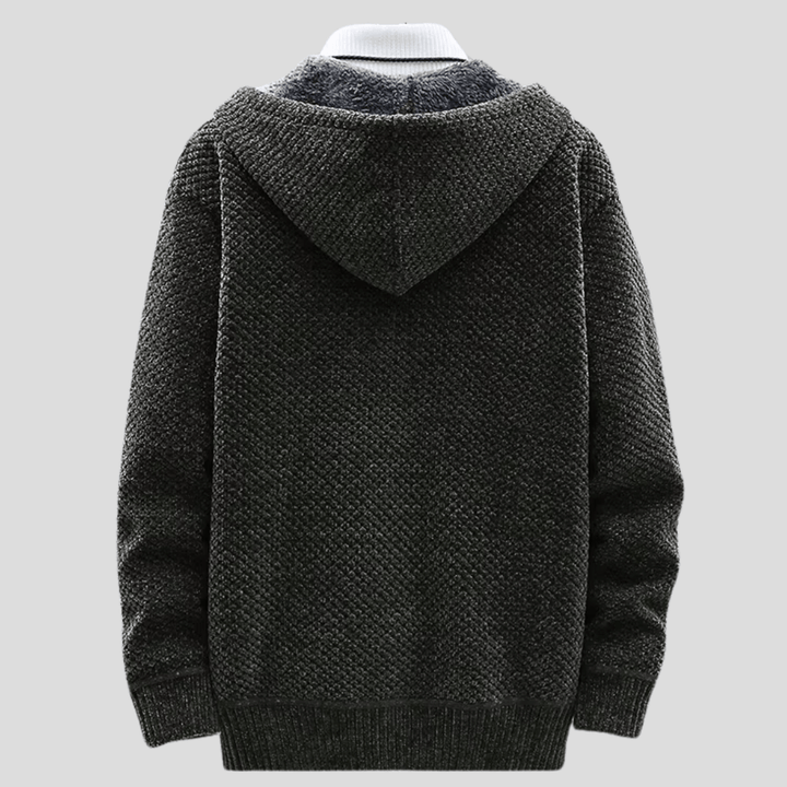 Hoodie heren | Gebreid vest met capuchon en fleece voering
