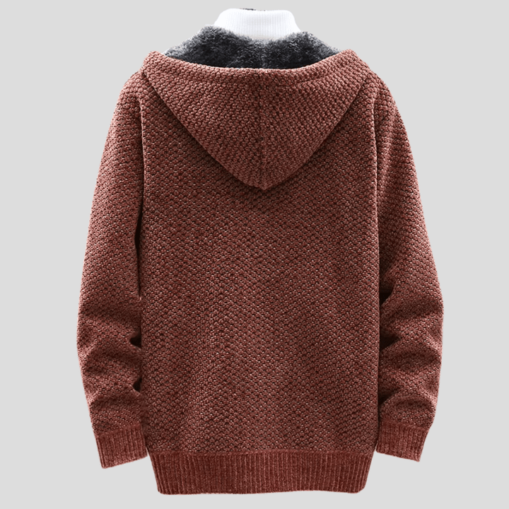 Hoodie heren | Gebreid vest met capuchon en fleece voering