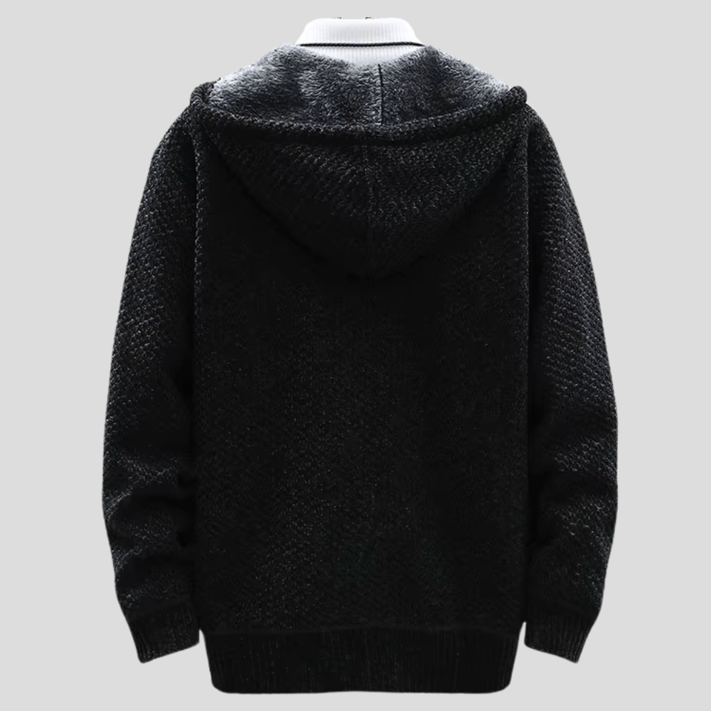 Hoodie heren | Gebreid vest met capuchon en fleece voering
