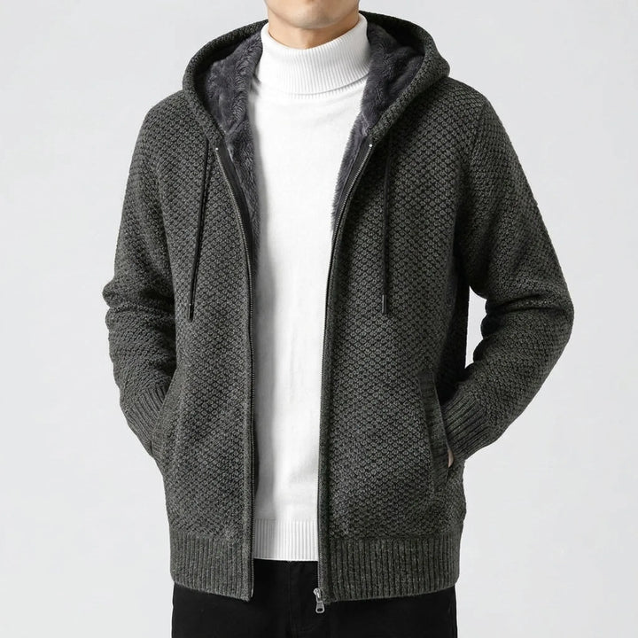 Hoodie heren | Gebreid vest met capuchon en fleece voering