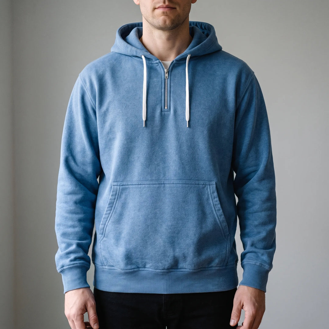 Hoodie heren | Half zip sweater met capuchon