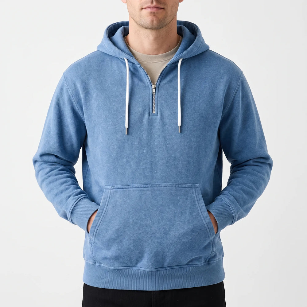 Hoodie heren | Half zip sweater met capuchon